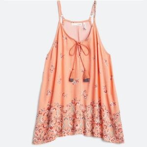 LUQ Rachell Boho Floral Halter Tie Tank Top